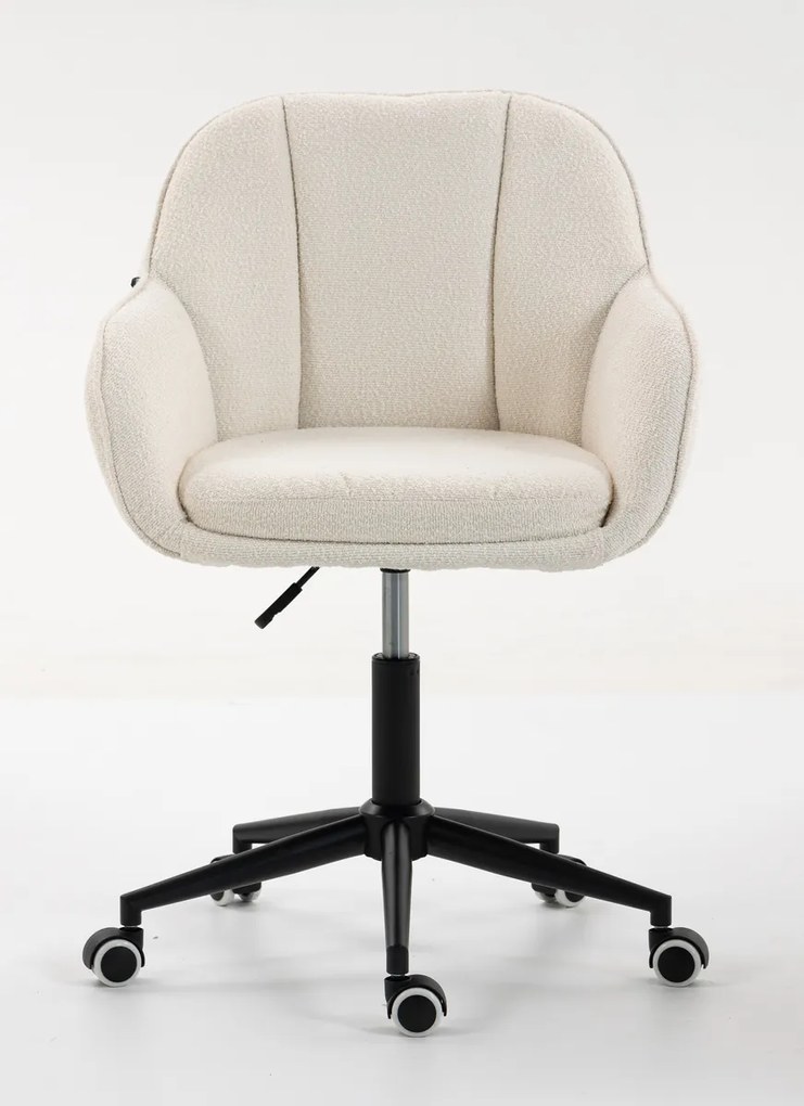 HR2055K Scaun Crem din Boucle cu Bază Neagră
