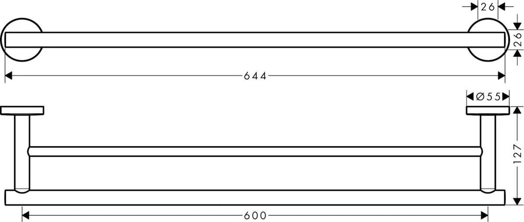 Suport prosop dublu Hansgrohe Logis Universal 600 mm, crom - 41712000