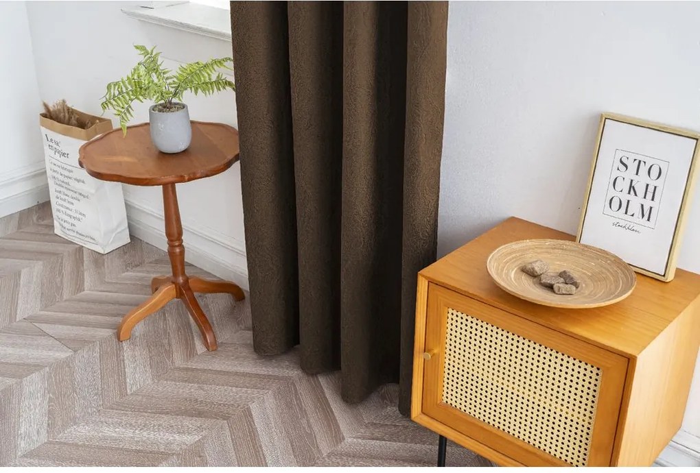 Draperie opaca DUNES VELVET 140x250 cm, maro Agatat: Inele metalice