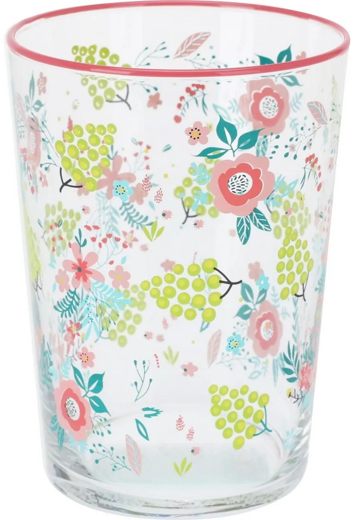 Set 4 pahare Flowers & Fruits 510 ml , roz