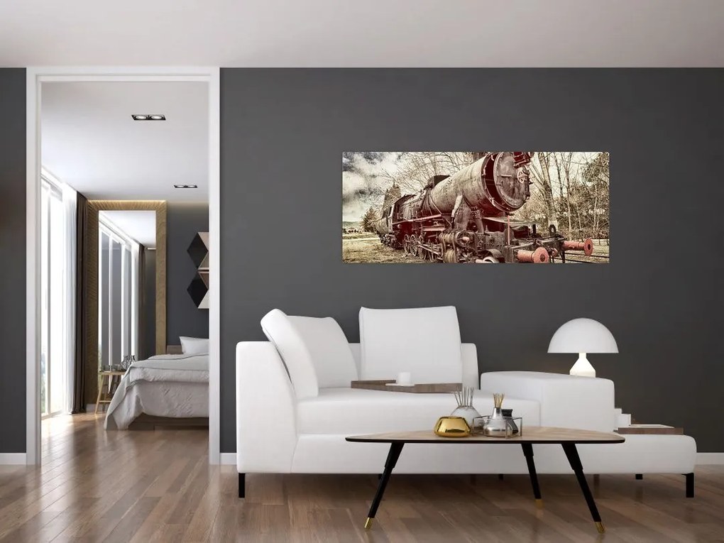 Tablou cu locomotivă istorică (120x50 cm)