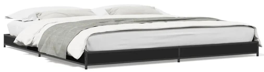 845131 vidaXL Cadru de pat negru 180x200 cm din lemn prelucrat și metal