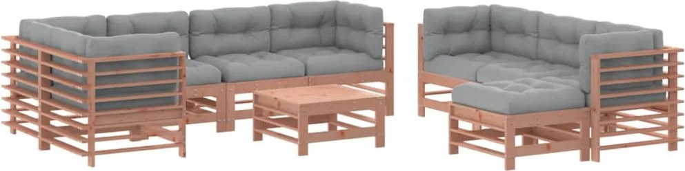 vidaXL Set mobilier de grădină cu perne, 10 piese, lemn masiv douglas