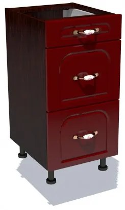 Corp inferior 40 cu 3 sertare metalice pentru greutate Zebra MDF tulip rosu