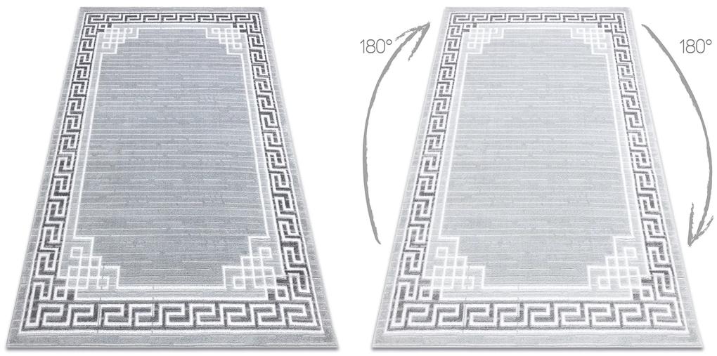 Covor MEFE modern  9096 Cadru, cheie greacă - structural două niveluri de lână gri