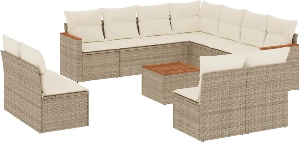 vidaXL Set canapele de grădină cu perne, 12 piese, bej, poliratan
