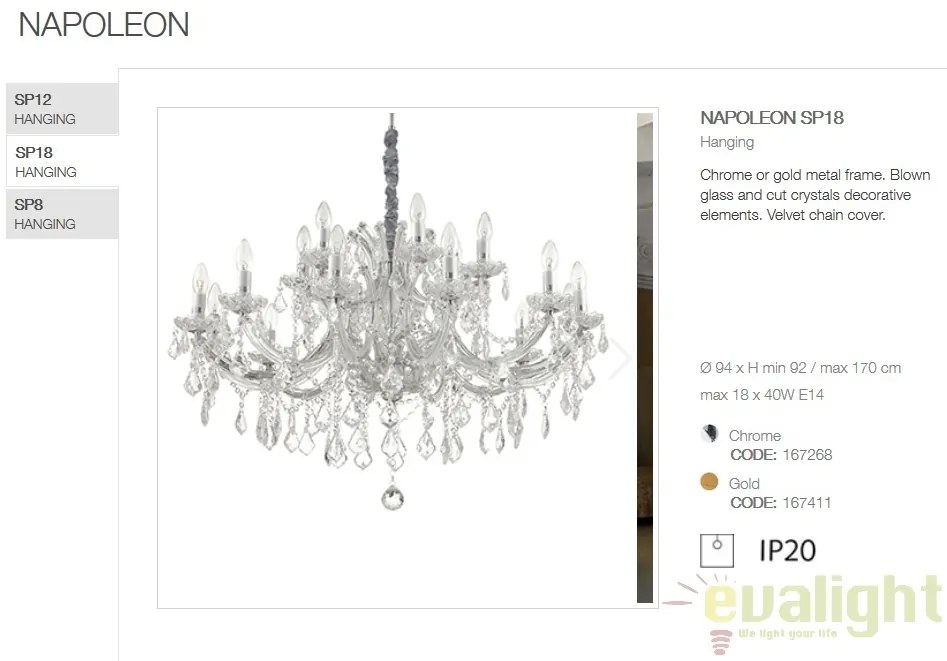 Candelabru design elegant NAPOLEON SP18 crom 167268