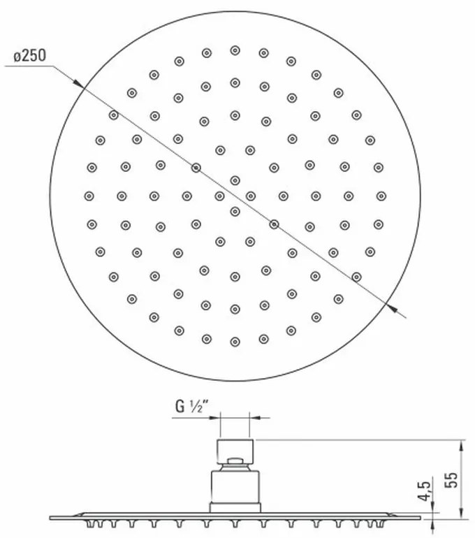 Cap de dus rotund culoare alb Deante, Floks 250 mm, Rotunda, Alb