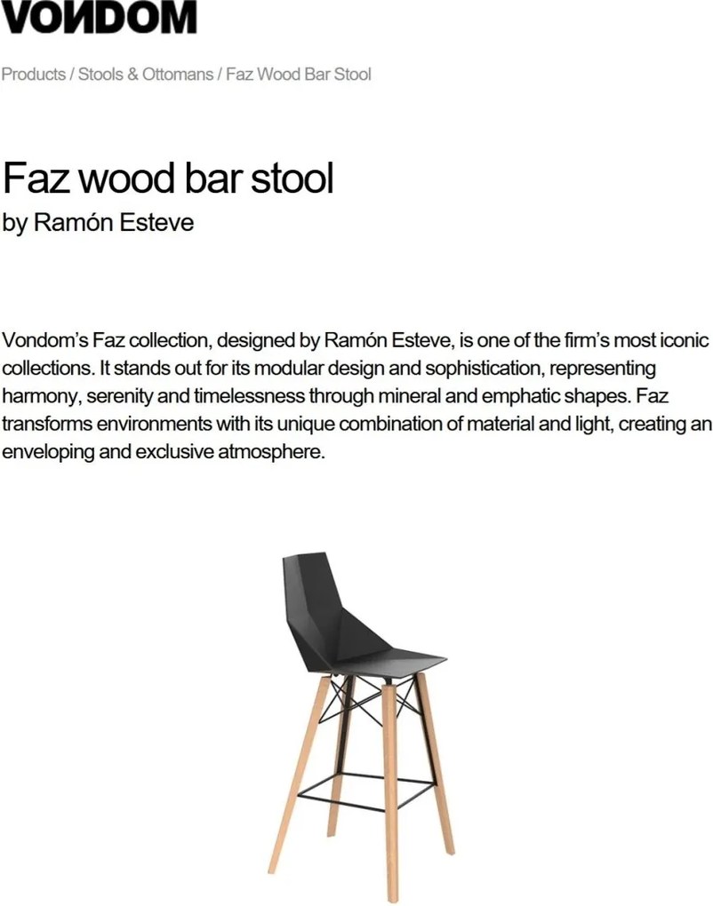 Set 4 scaune de bar de interior design modern premium FAZ CHAIR counter lemn 54303