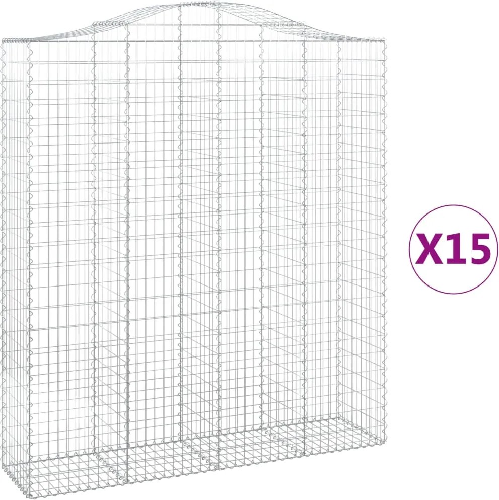 vidaXL Coșuri gabion arcuite, 15 buc 200x50x220/240cm, fier galvanizat