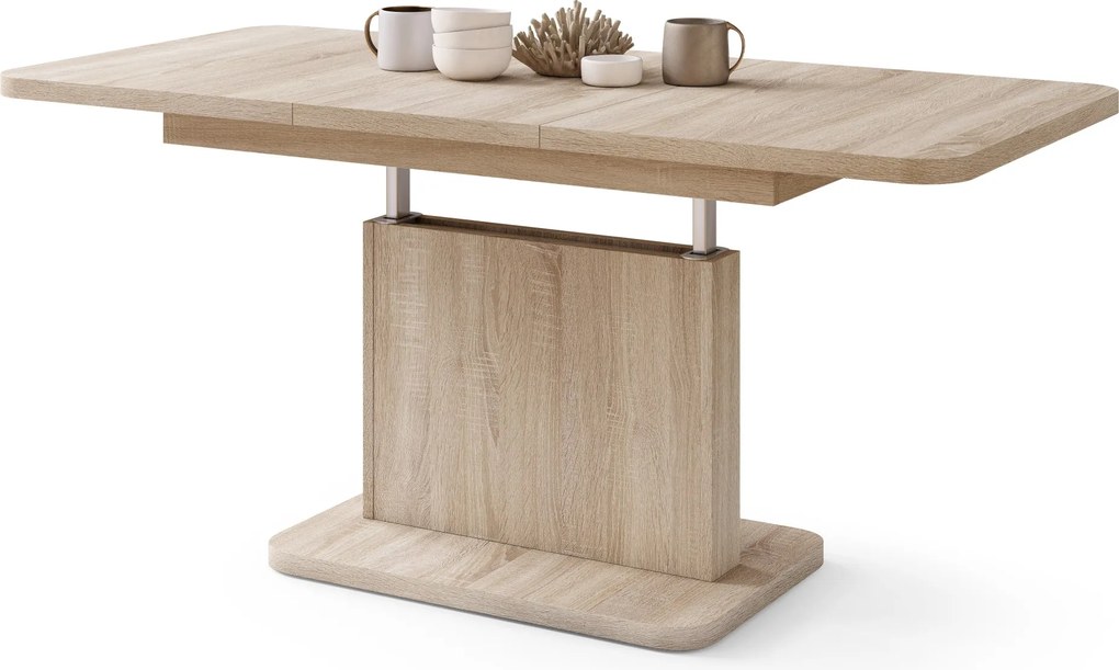 Mazzoni ASTON MINI-Z Stejar Sonoma - MĂSUȚĂ DE CAFEA MODERNĂ EXTENSIBILĂ REGLABILĂ PE ÎNĂLȚIME MASĂ TRANSFORMABILĂ