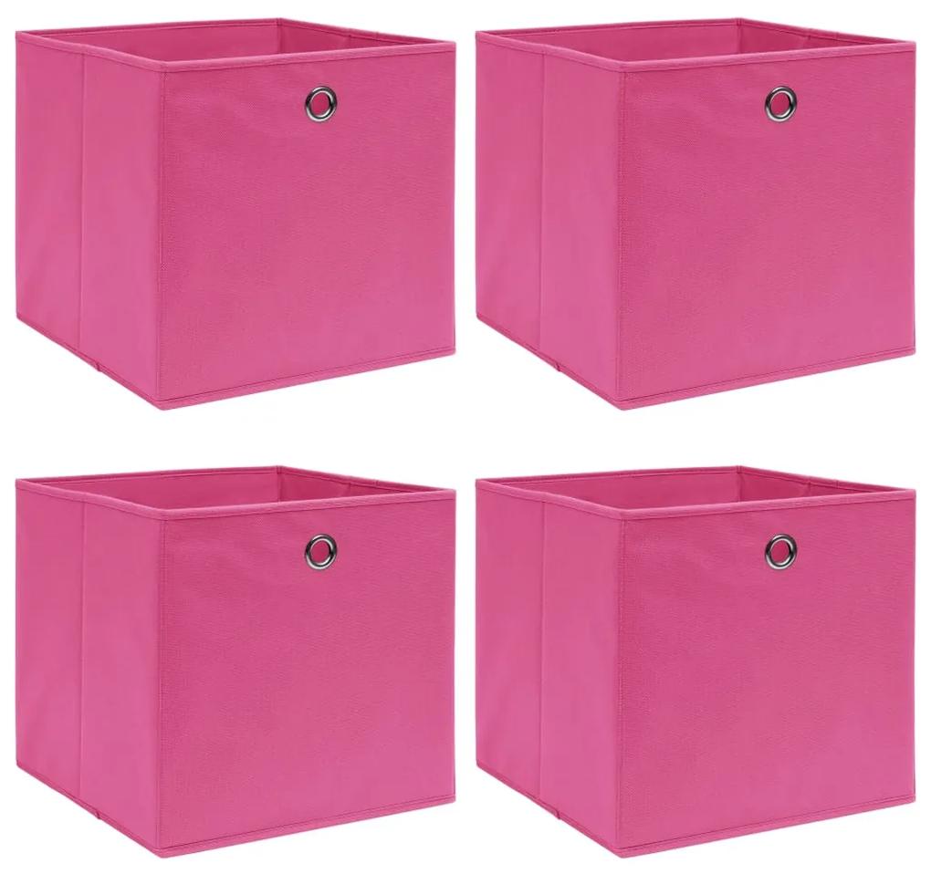vidaXL Cutii depozitare, 4 buc., roz, 32x32x32 cm, textil