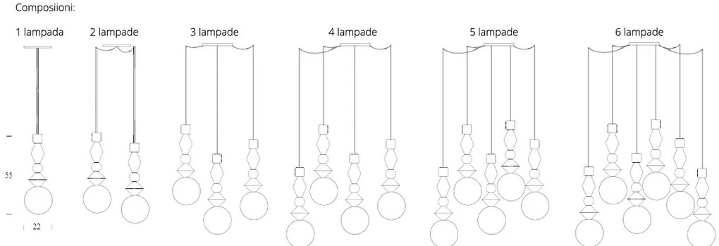 Lustra cu 4 pendule deosebite design LUX Pandora
