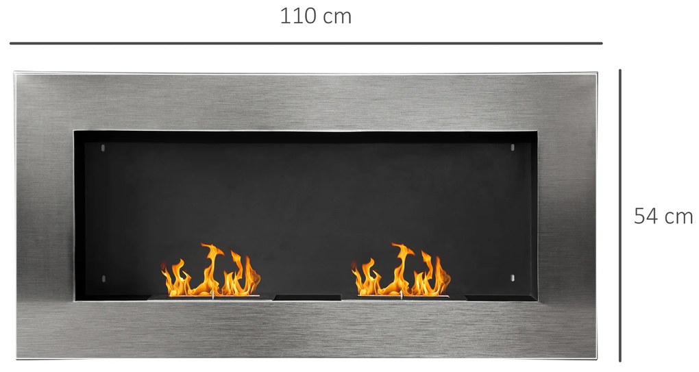 HOMCOM Semineu pe Bioetanol incalzitor Realizat din Inox cu 2 Arzătoare, aparat de incalzire ecologic 110x54x14cm  Aosom |Romania