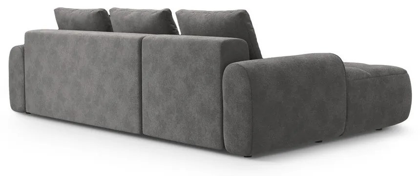 Colțar gri extensibil/cu spațiu de depozitare cu tapițerie din catifea (cu colț pe partea stângă/cu șezlong) Linz – Cosmopolitan Design