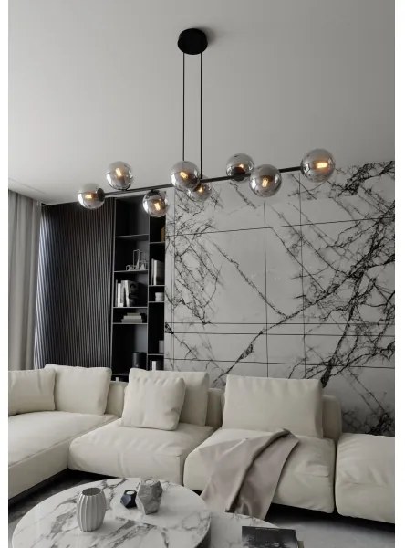 Lustră pe cablu ROSSI 8xE14/10W/230V negru/gri