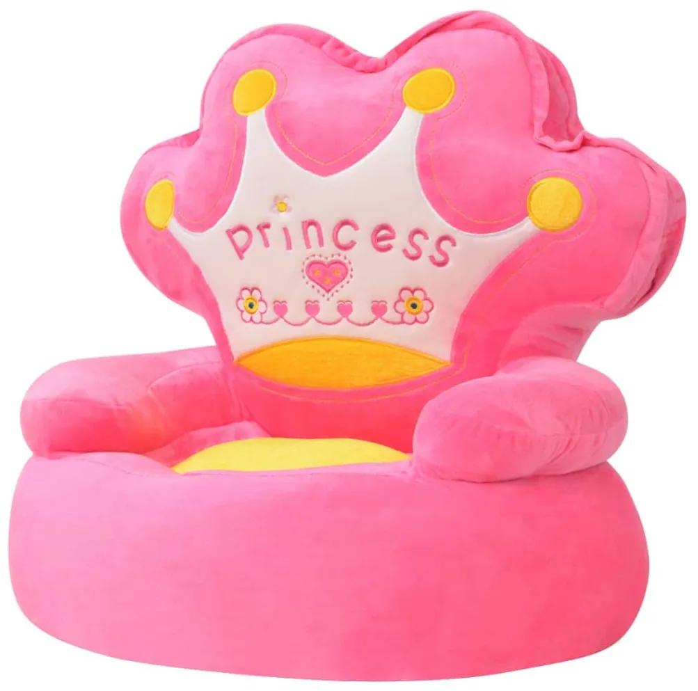 80158 vidaXL Scaun din pluș pentru copii, Princess, roz
