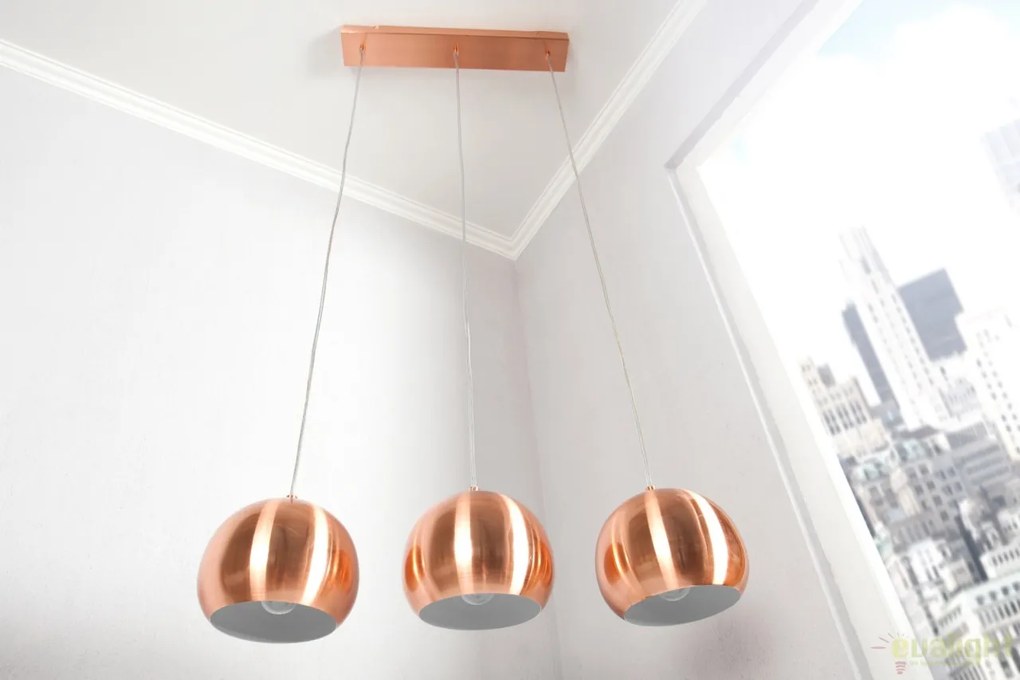 Lustra cu 3 pendule design modern Copper Ball A-22975 VC