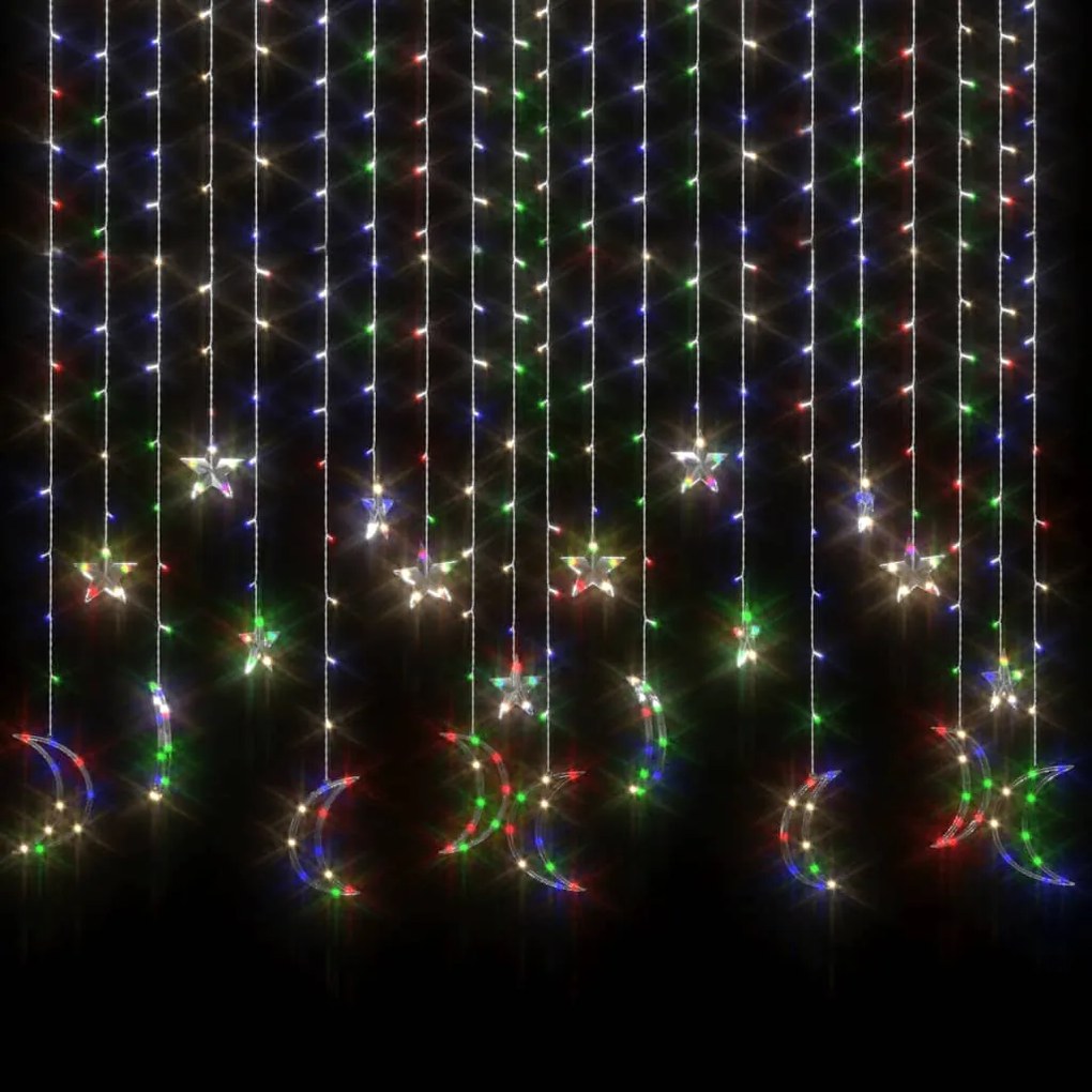 Lumini luna si stele, 345 LED-uri, multicolor, cu telecomanda 1, colourful, 345 led