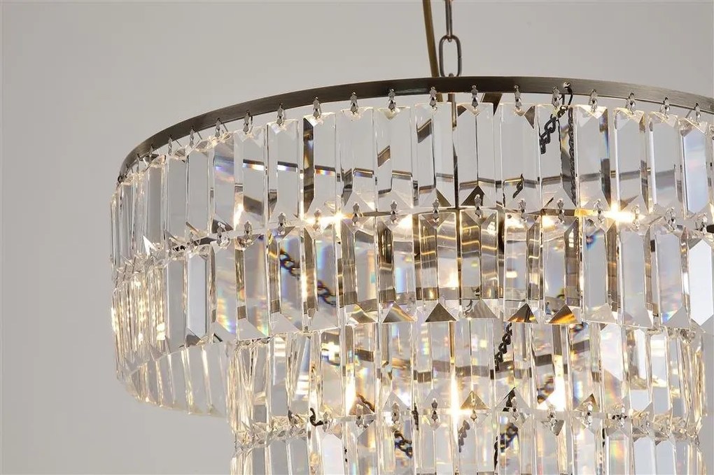 Lustra metal alama antic, cristal transparent Empire 5L