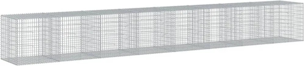 vidaXL Coș gabion cu capac, 800x100x100 cm, fier galvanizat