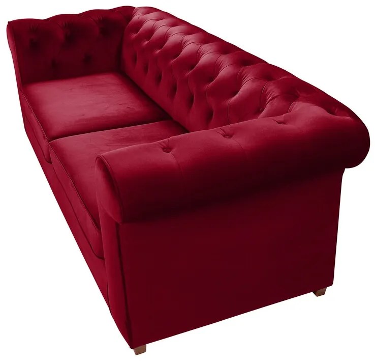 Canapea extensibila Oxford Chesterfield, 88x216x75 cm, 3 locuri, Red