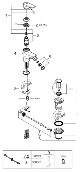 GROHE 23770000 - Baterie bideu START FLOW, crom lucios