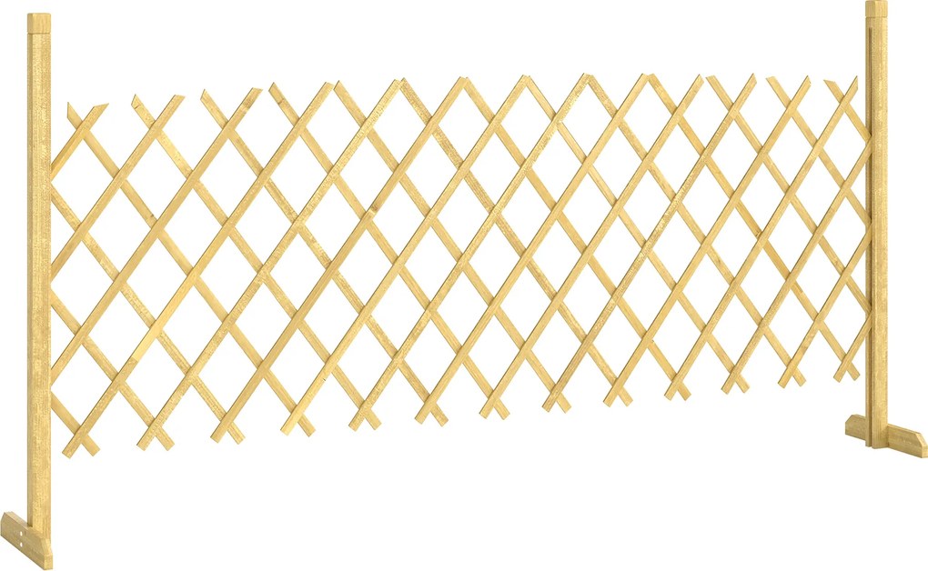 Outsunny Barieră extensibilă din lemn de brad 180 cm, bază stabilă, pentru interior exterior balcon grădină, 180x30x90cm, natural | Aosom Romania