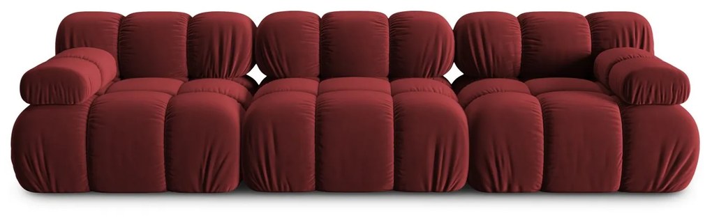 Canapea modulara Bellis cu 3 locuri si tapiterie din catifea, rosu inchis