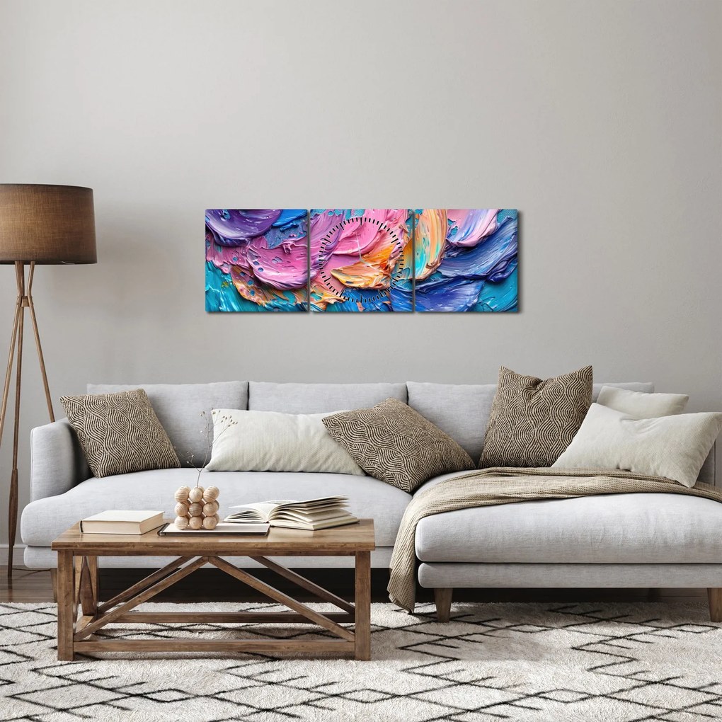 Tablou - Pictură în ulei (cu ceas) (90x30 cm)
