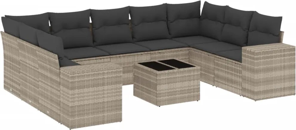 vidaXL Set canapele de grădină cu perne 10 piese gri deschis poliratan