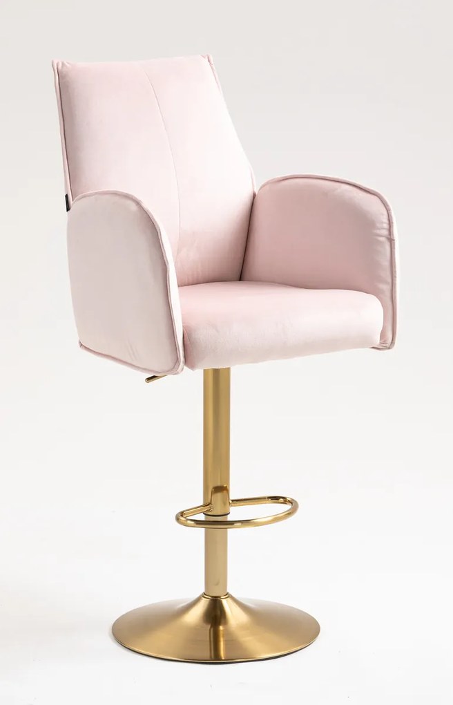 HR280W Scaun Roz din Catifea cu Bază Aurie