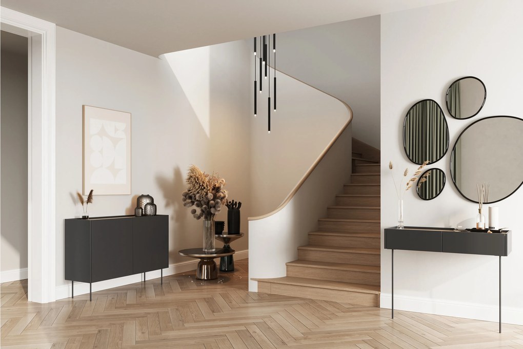 Comodă Desin 120 cm cu două uși - negru mat / stejar Nagano