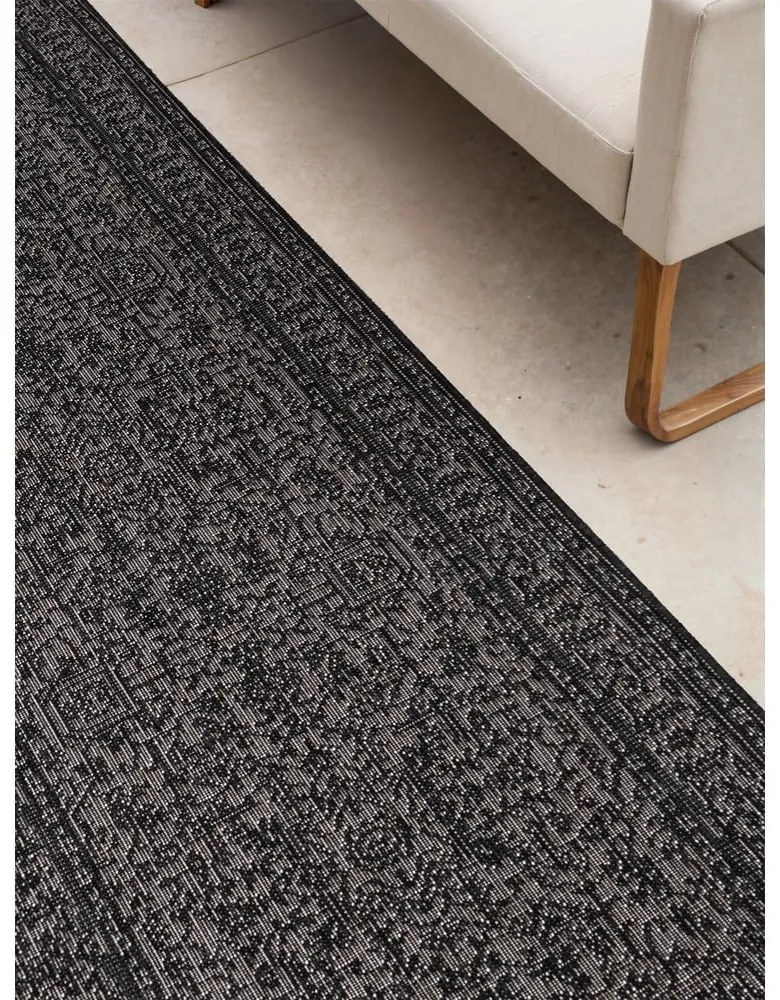 Covor tip traversă pentru interior și exterior alb-negru 80x250 cm Duet Kona – NORTHRUGS