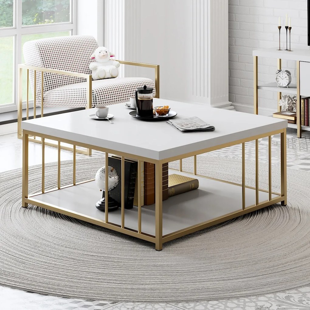 Măsuță de cafea Zen (Alb + Auriu). 1073449