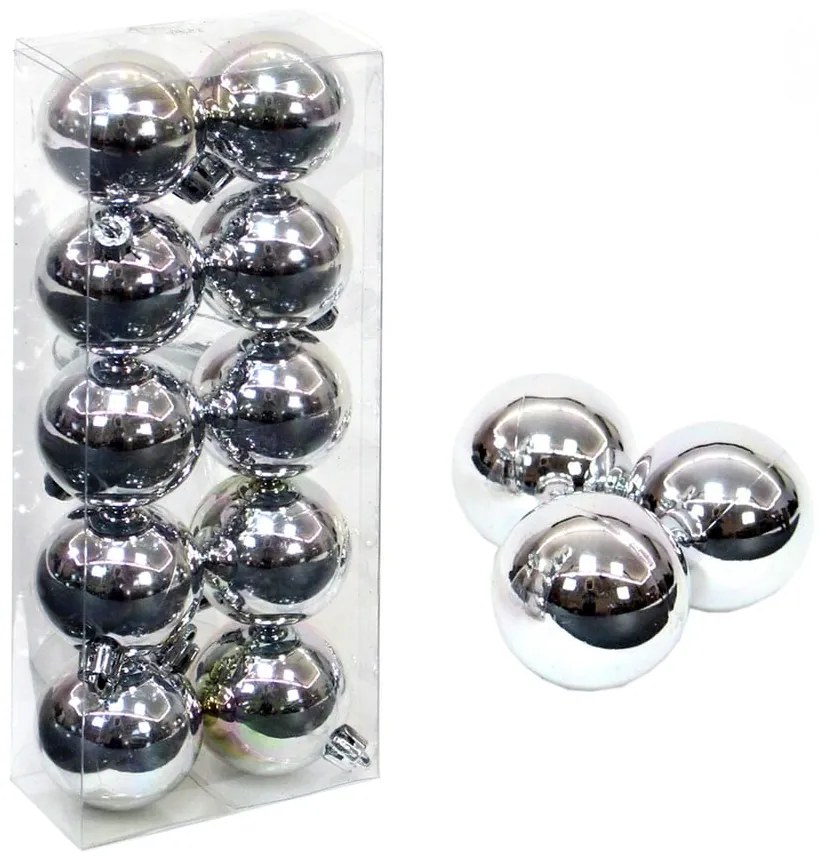 Set 10 globuri argintii de Crăciun Navidad Casa Selección, ø 5 cm