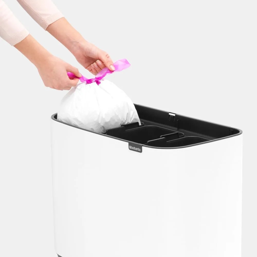 Coș de gunoi alb de reciclat/cu senzori de atingere din oțel 33 l Bo Touch Bin – Brabantia