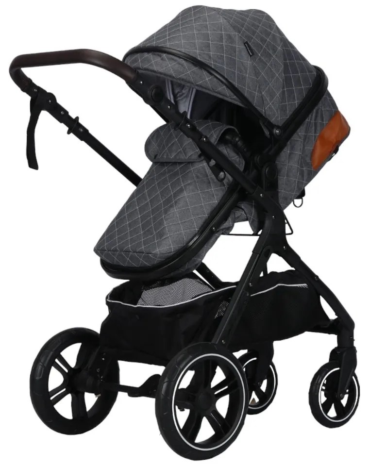 Carucior nou nascuti 2 in 1 NOVOKIDS™ X1000 series, Cu geanta bebe, Cadru Aluminiu, Amortizoare, Roti din cauciuc plin AVE, Landou, Spatar reglabil 3