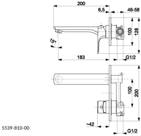 Baterie de lavoar pentru instalare ascunsă KFA Armatura 5539-810-81 MOKAIT alamă/negru
