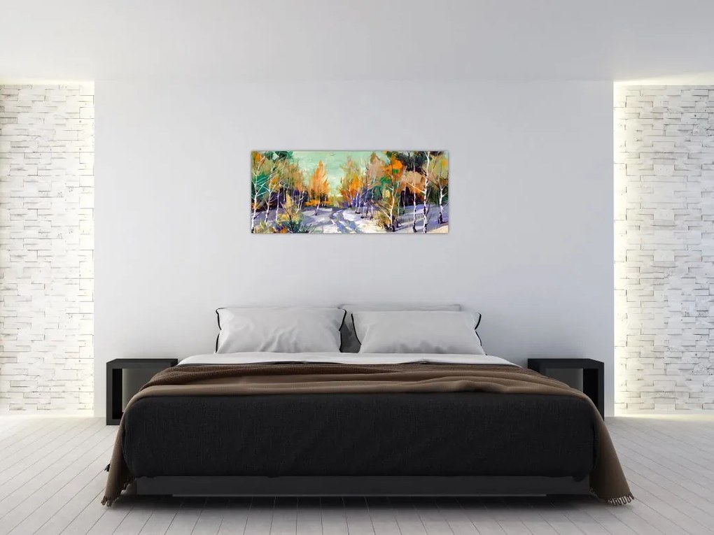 Tablou - Drum înzăpezit prin pădure (120x50 cm)