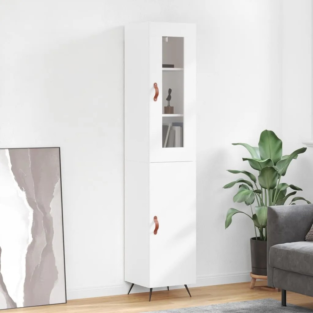 vidaXL Dulap înalt, alb, 34,5x34x180 cm, lemn prelucrat