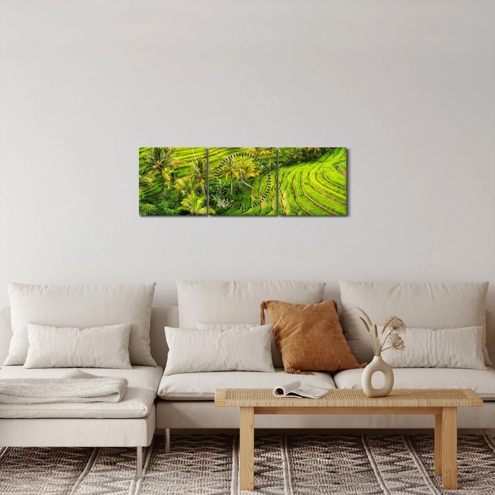 Tablou - Terase de orez (cu ceas) (90x30 cm)