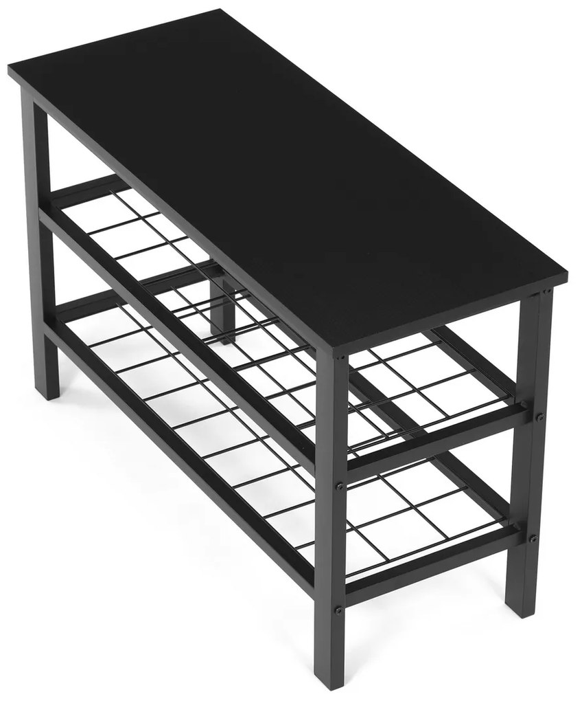 Raft pentru pantofi cu 2 rafturi, negru