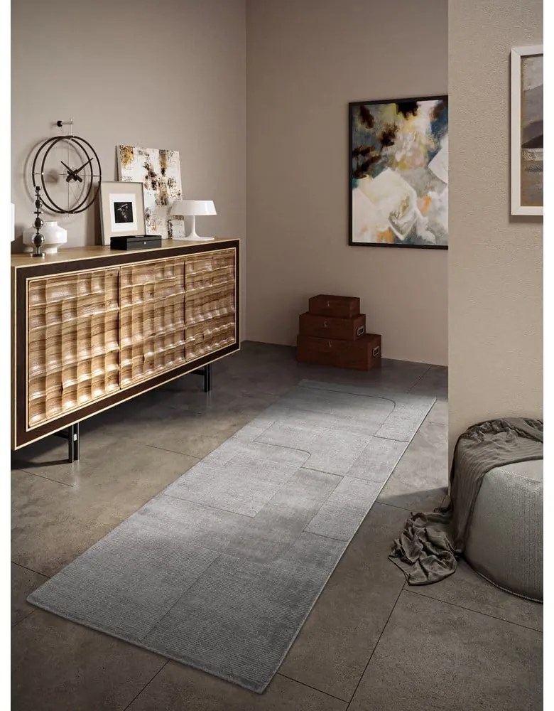 Covor tip traversă gri țesut manual din lână 80x250 cm Charlotte – Villeroy&Boch