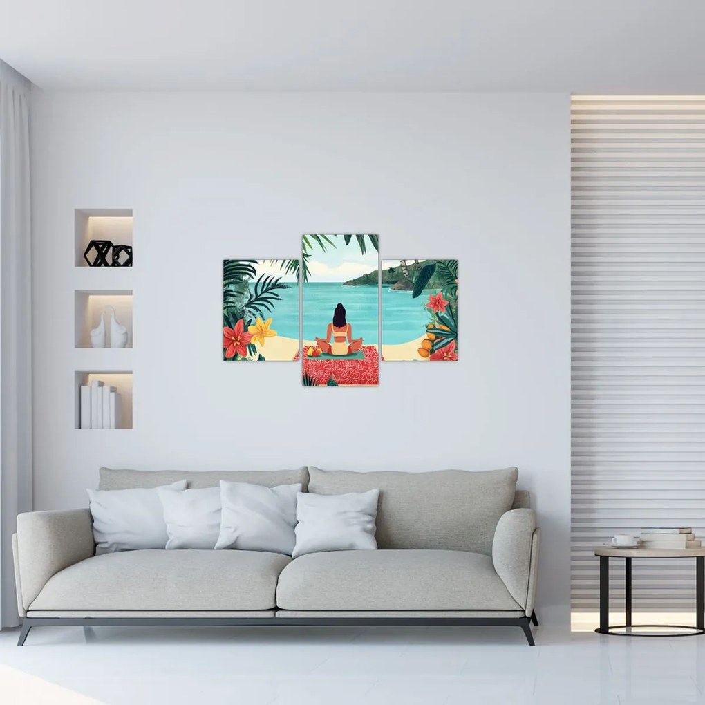 Tablou - Yoghiniță pe plajă (90x60 cm)