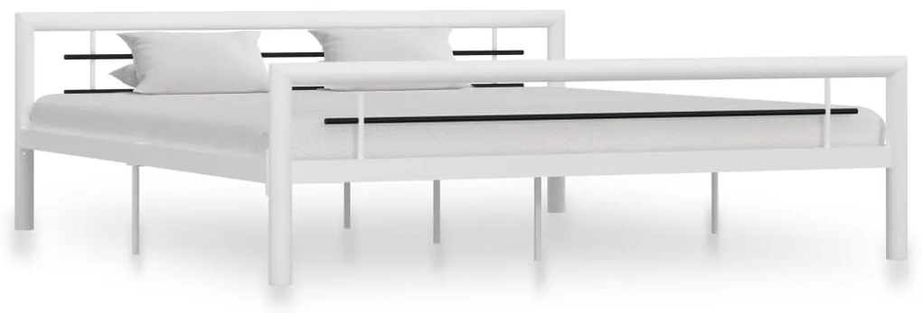 vidaXL Cadru de pat, alb și negru, 180 x 200 cm, metal