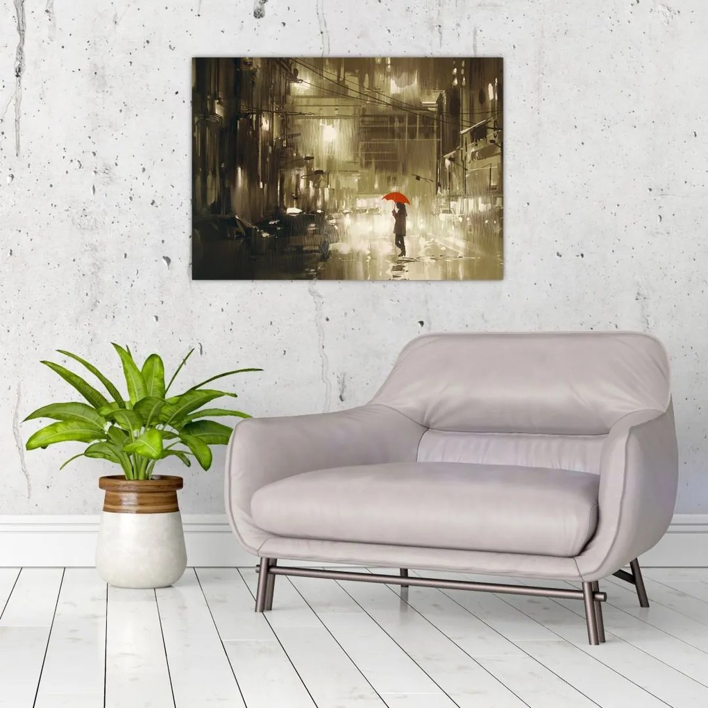 Tablou - Femeie într-o noapte ploioasă (70x50 cm)