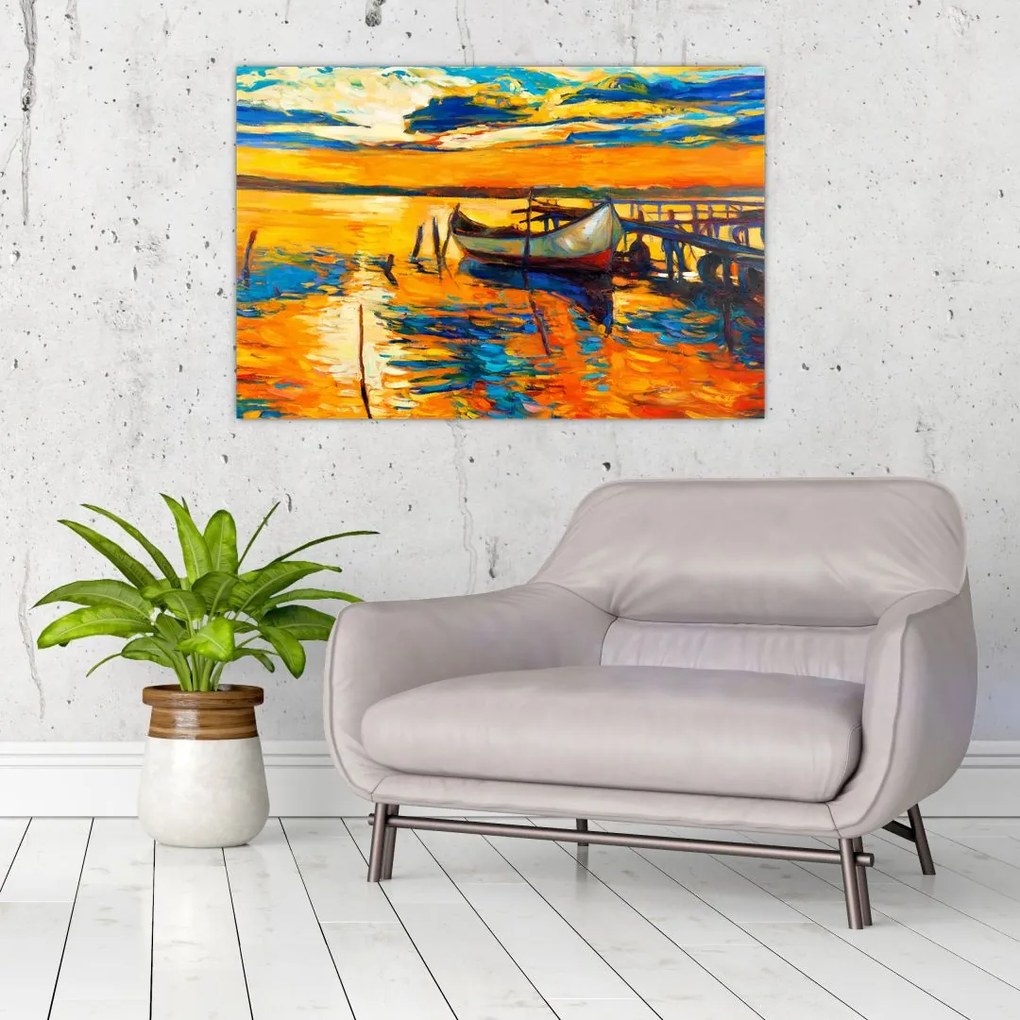 Tablou - Barca la apus de soare (90x60 cm)