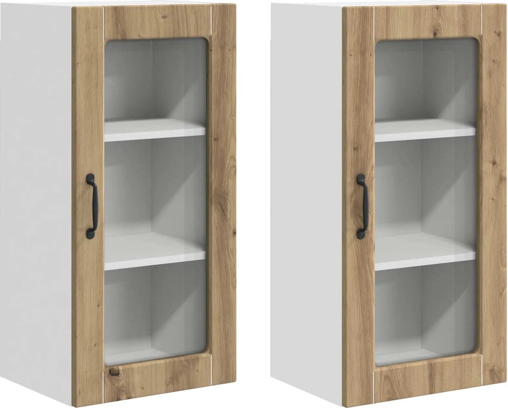 vidaXL Dulap de bucătărie 2 pcs Stejar Artizanal 40 x 31 x 80 cm