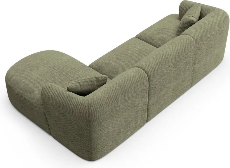 Colțar verde cu tapițerie din catifea reiată (cu colț pe partea dreaptă/cu șezlong) Campi – Cosmopolitan Design